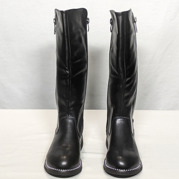 NEW Kids tall faux-leather studded black boot Sz 12 - Picture 3 of 4